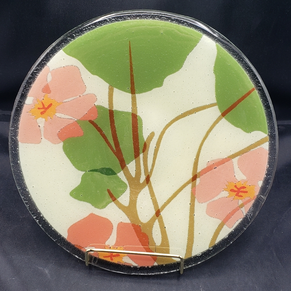 Peggy Karr Fused Glass Floral Plate